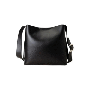 Modern Black Leather Tote Bag