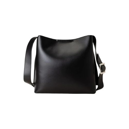 Modern Black Leather Tote Bag